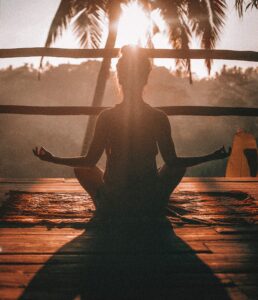 a woman meditating