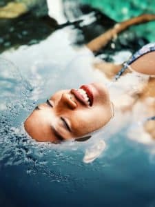 a woman in water