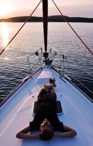 man relaxing on a boat