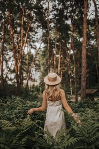 a woman in forest