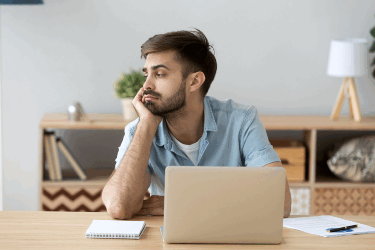 A man distracted from his work