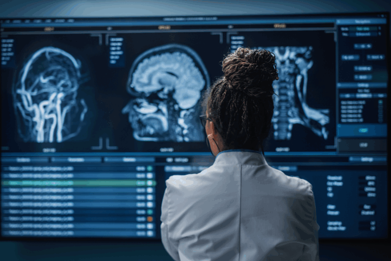 Doctor reading someone's brain scan