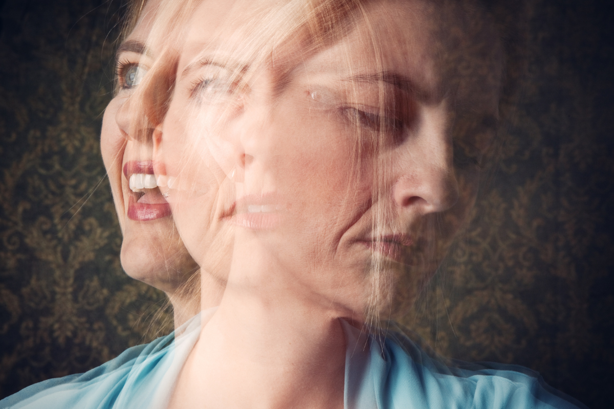 Woman with shifting expressions, symbolizing emotional instability in Borderline Personality Disorder.