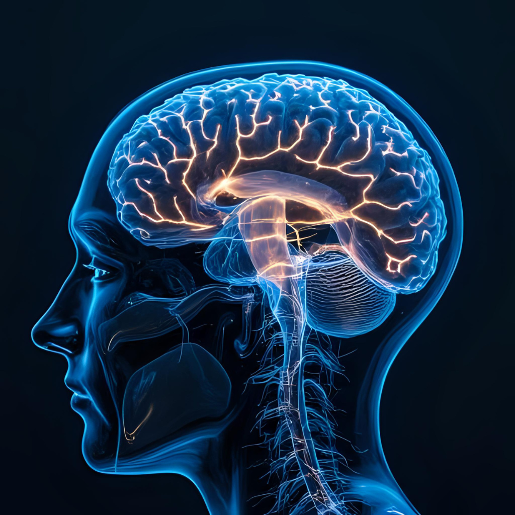 Brain illustration showing neural activity linked to bipolar disorder.
