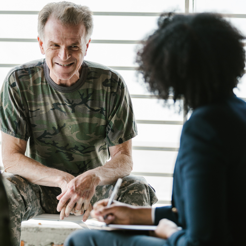 Veteran with PTSD having a counseling session