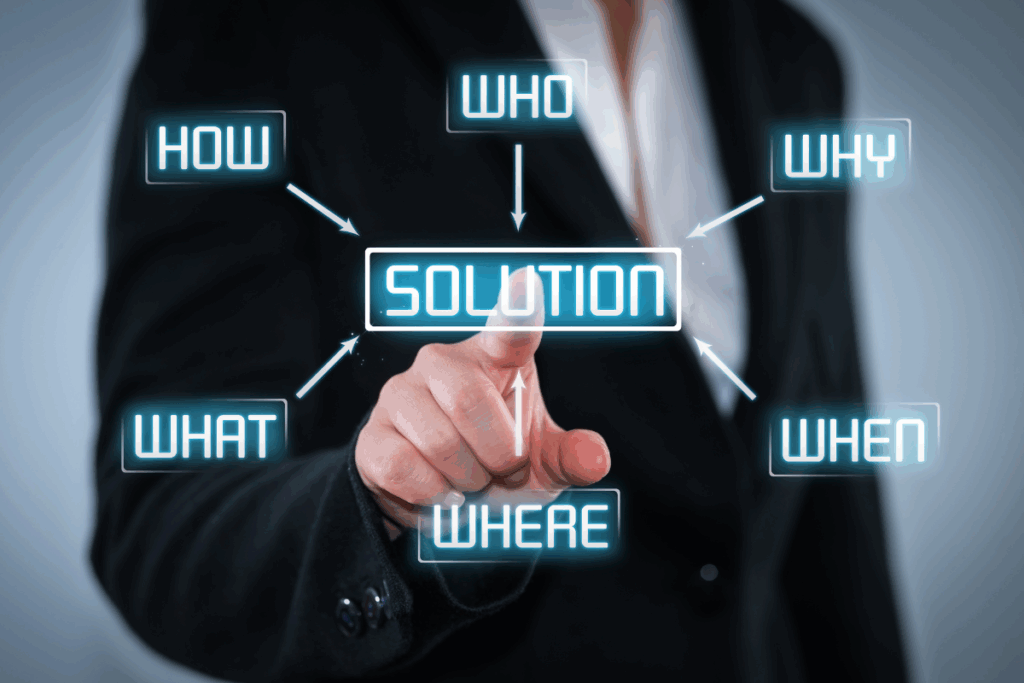 Solution-Focused Brief Therapy (SFBT): Practical Steps Toward Change 1 A person pointing to the word “solution” representing SFBT’s goal-focused approach.