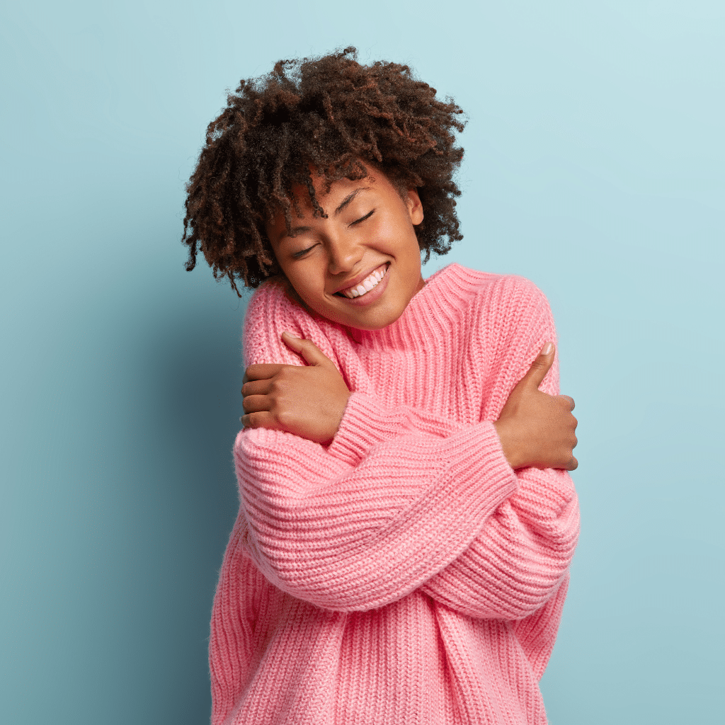 Person practicing self-soothing as part of healing from what is trauma bonding