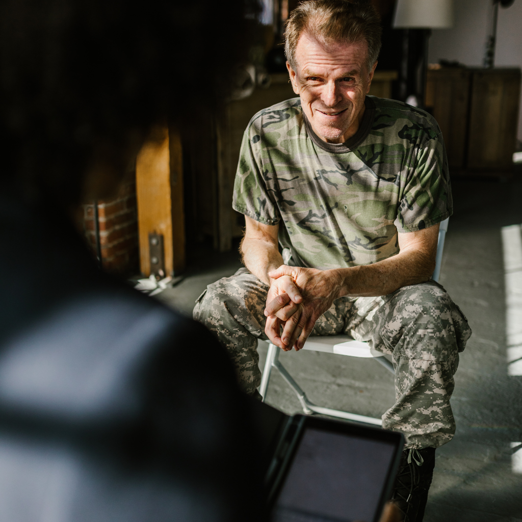 Military veteran in therapy for PTSD and depression