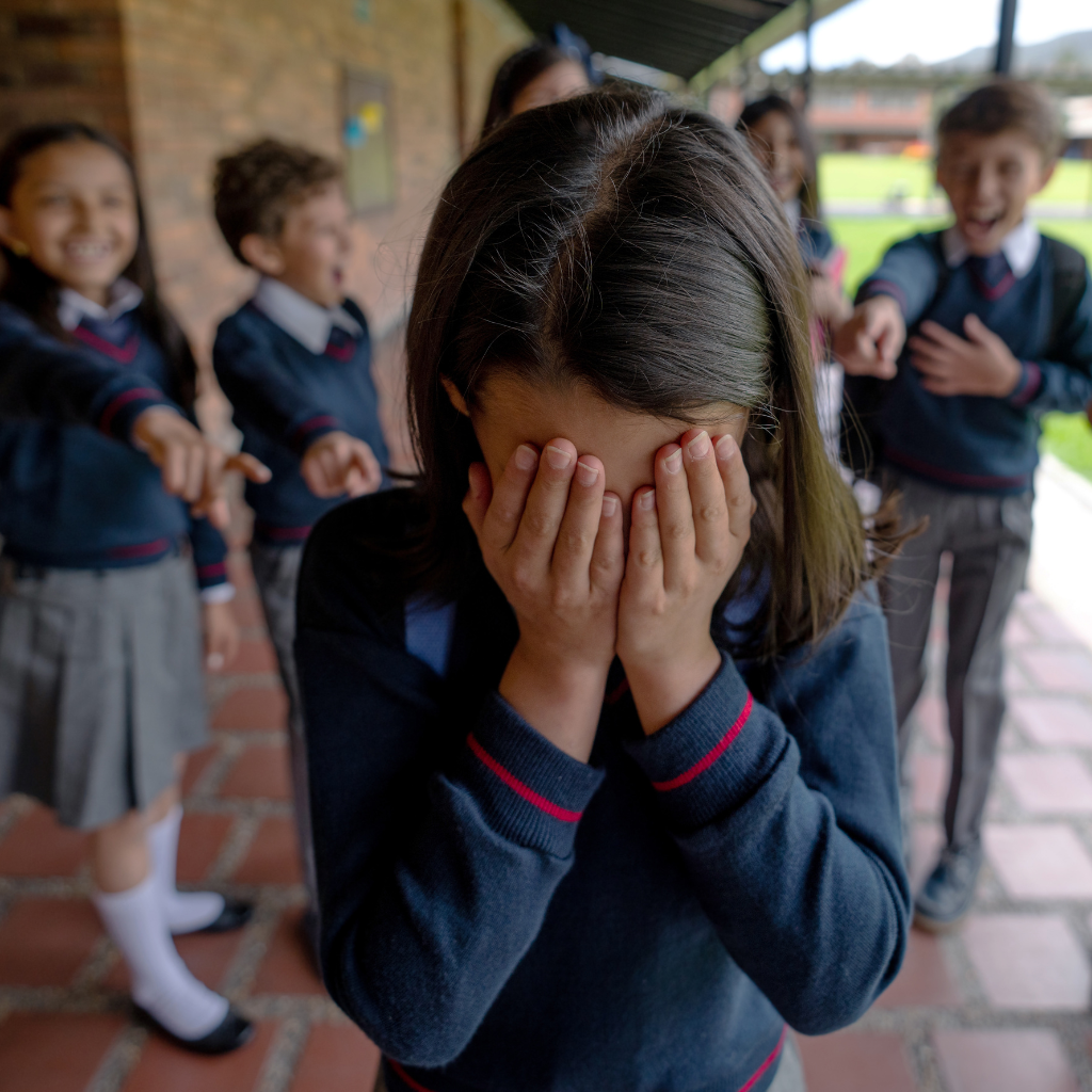 Anxiety and Depression in Children: Why They Often Overlap and How to Help 1 Child covering face while being bullied at school