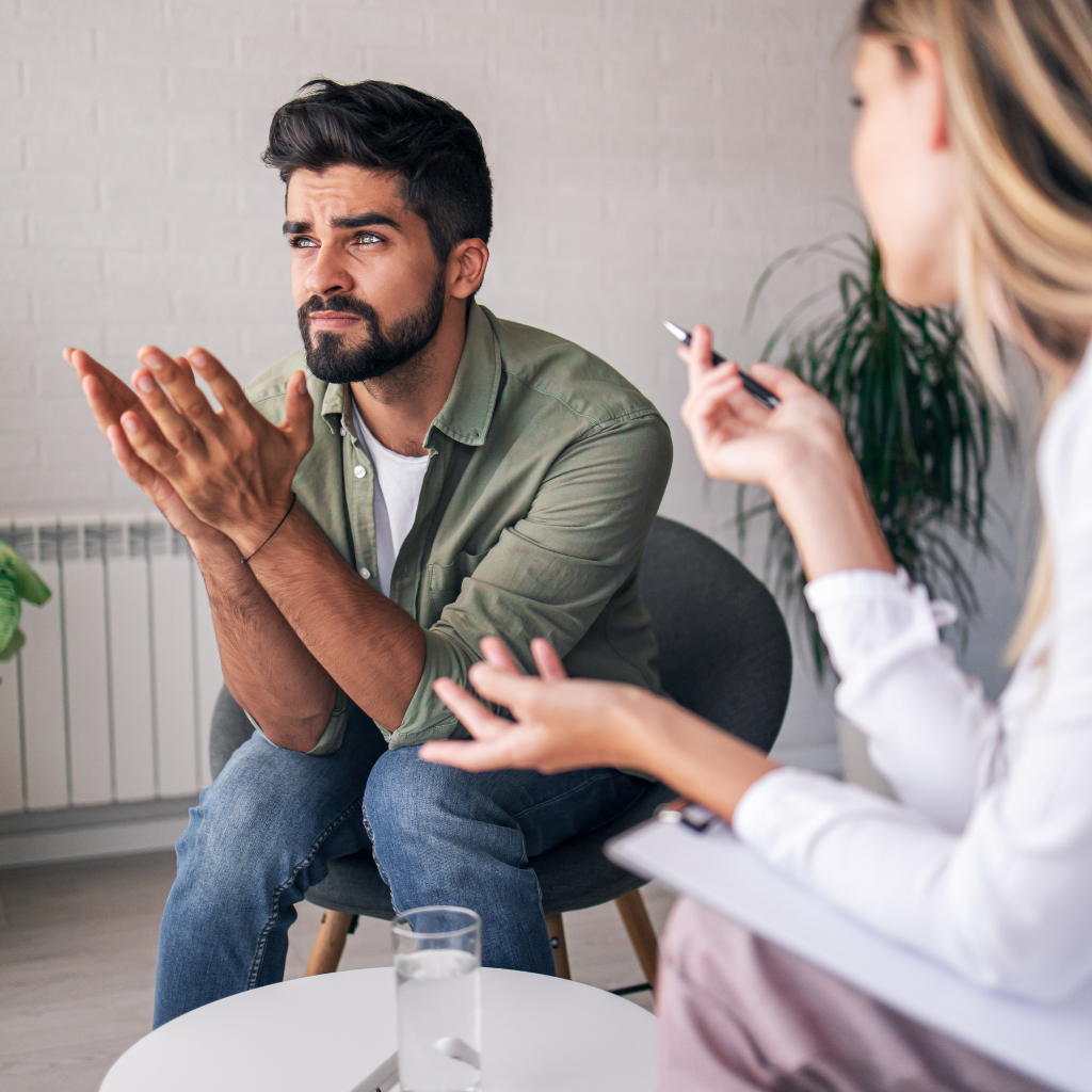 DBT vs CBT: What's the Difference and When Is DBT the Right Choice? 1 person talking with a therapist during a session about thoughts and emotions