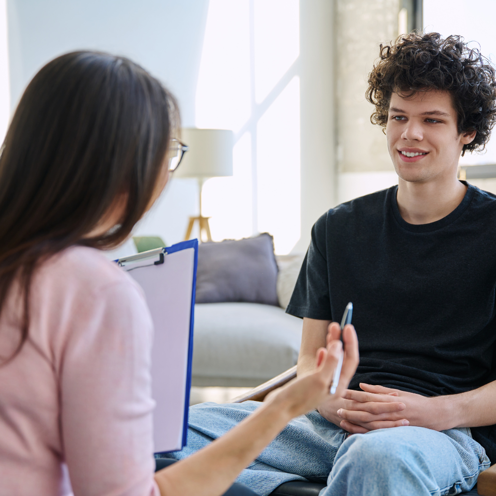 Therapist helping with behavioral activation for depression.