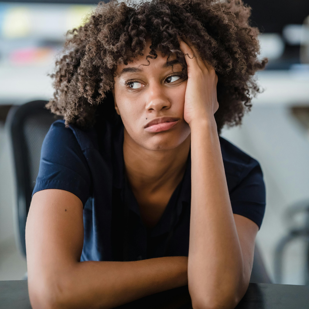 Woman feeling unmotivated from depression.
