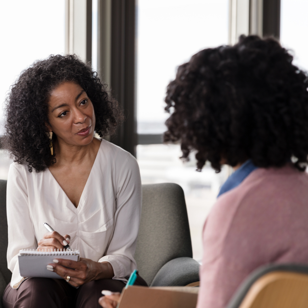 Patient discussing sleep and mental health with a provider.